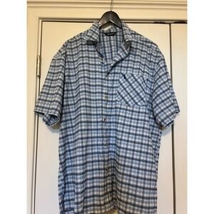 Local Boy Outfitters Mens XL Blue Plaid Short Sleeve Performance Button Down